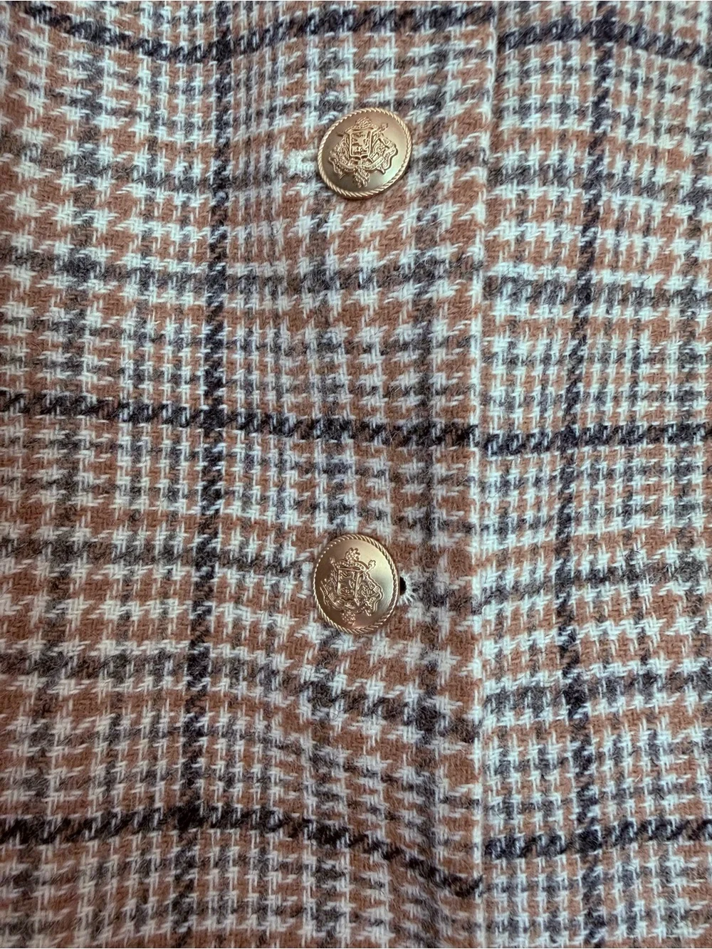 J.Crew Beige and Brown Plaid Tweed Button-Up Blazer